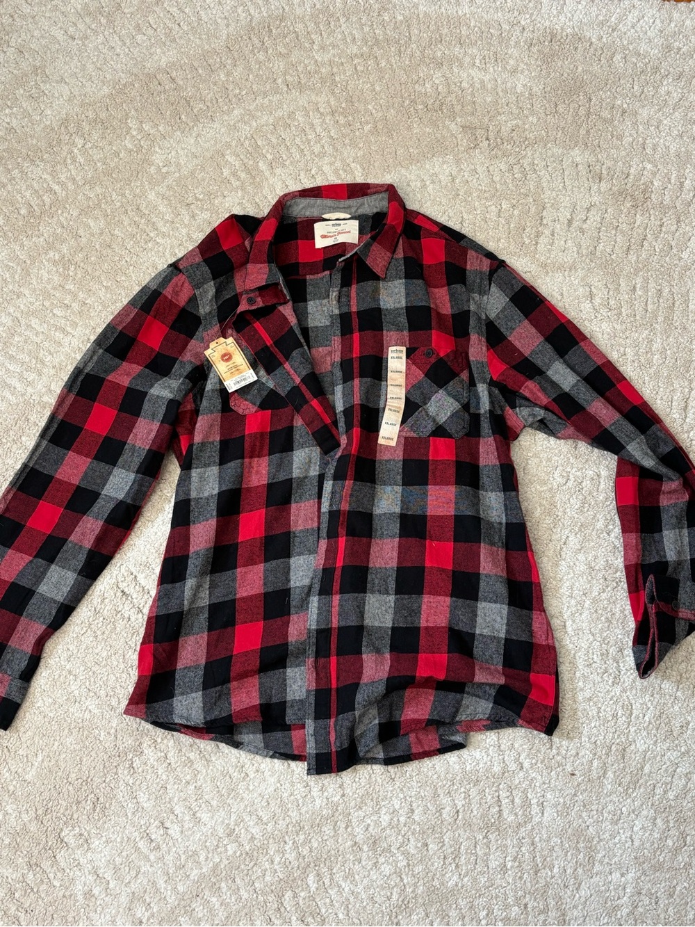 urban pipeline Red, Black & Gray Buffalo Plaid Button-Down Shirt